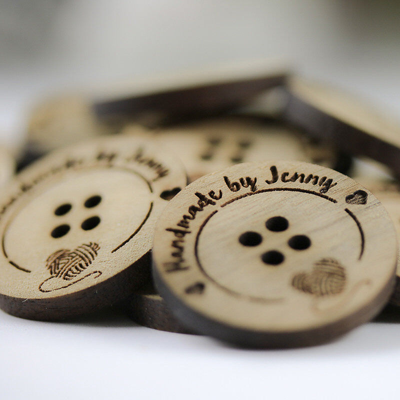 25mm Engraved Wooden Flat Back Buttons Personalized And Custom Made